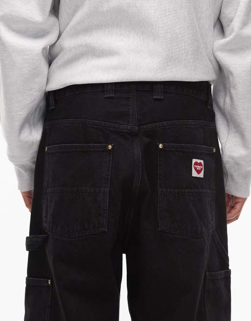 Carhartt WIP nash double knee loose fit denim jeans in black stone
