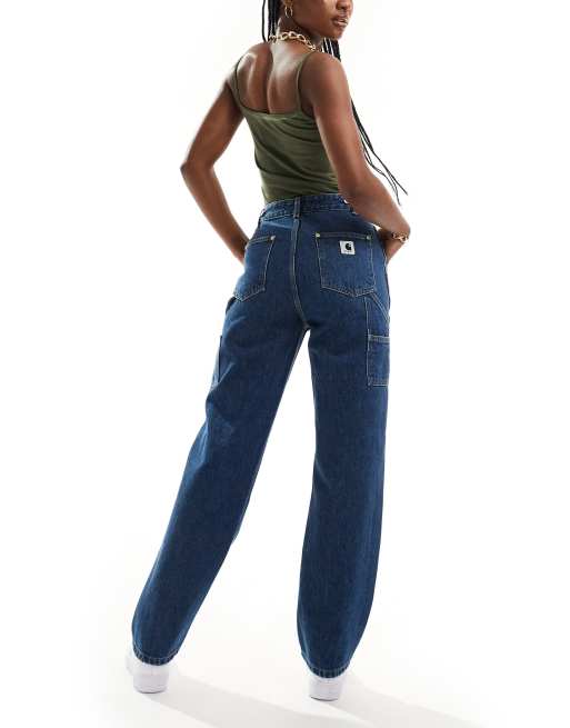 Carhartt WIP – Nashua – Dekatyzowane jeansy o prostym kroju z podwójną warstwą na kolanach 