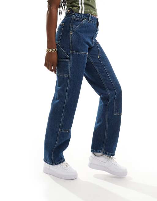 Carhartt WIP nashua double knee relaxed straight jeans in stone 