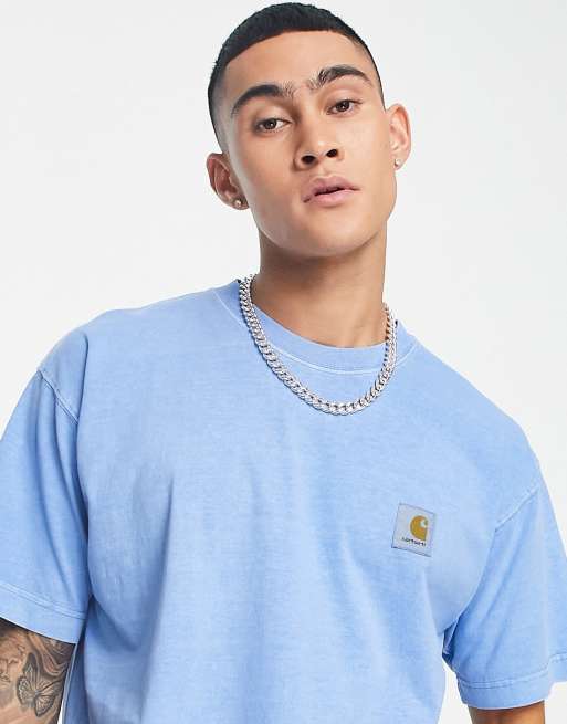 Carhartt WIP – Nelson – Blå, garnfärgad t-shirt