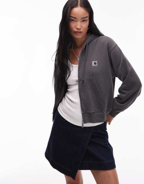 Carhartt WIP - Nelson - Felpa con cappuccio nero slavato con zip - view 1