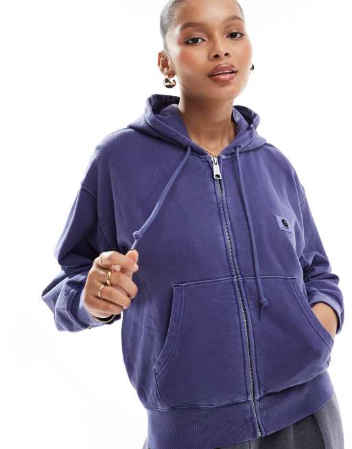 Carhartt WIP - Nelson - Felpa con cappuccio viola con zip