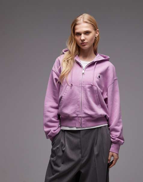 Carhartt WIP - Nelson - Felpa con cappuccio viola slavato con zip - view 1