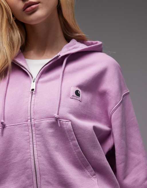 Carhartt WIP - Nelson - Felpa con cappuccio viola slavato con zip, 3 di 4