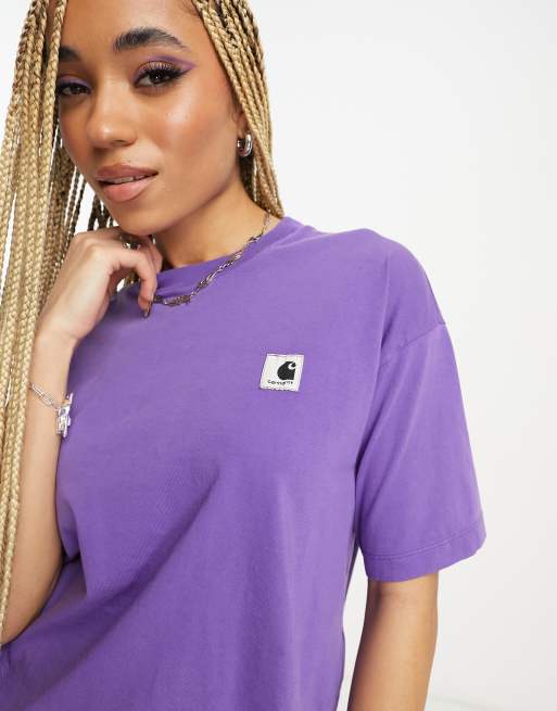 Carhartt WIP – Nelson – Fioletowy T-shirt o krótkim fasonie