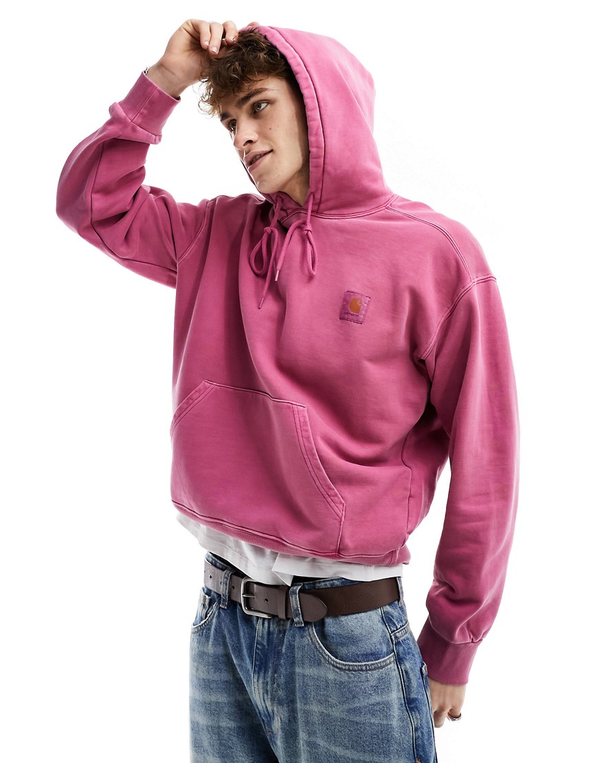 Carhartt WIP nelson garment dyed hoodie in pink