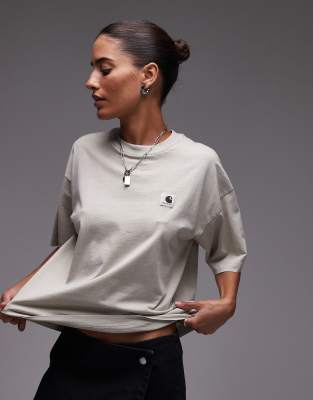 Carhartt WIP - Nelson - Kurzärmliges T-Shirt in überfärbtem Beige-Neutral