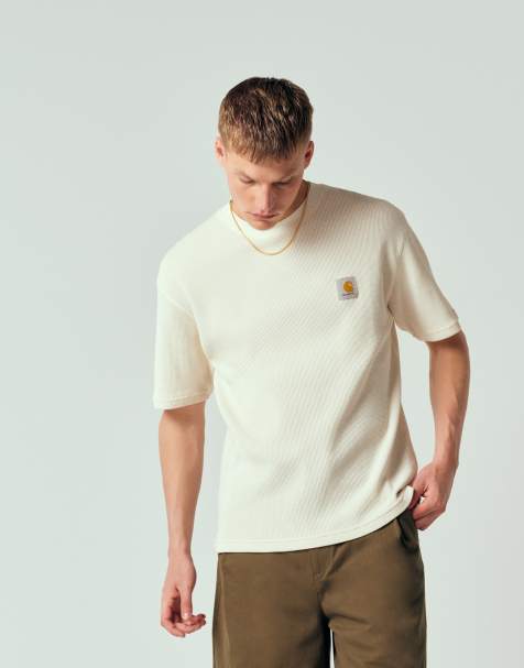Carhartt WIP – Nelson – Ljusbeige, våffelstrukturerad t-shirt - view 1