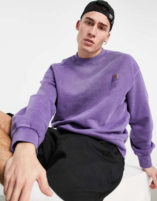 Carhartt WIP nelson pigment dye sweatshirt in purple