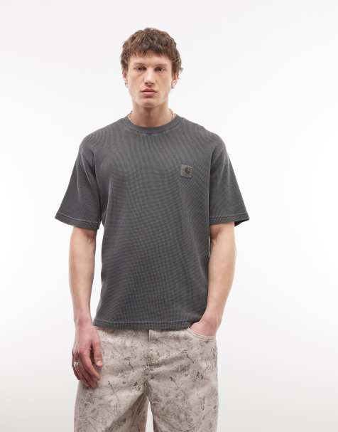 Carhartt WIP – Nelson – Svart, tvättad, våfflad t-shirt - view 1