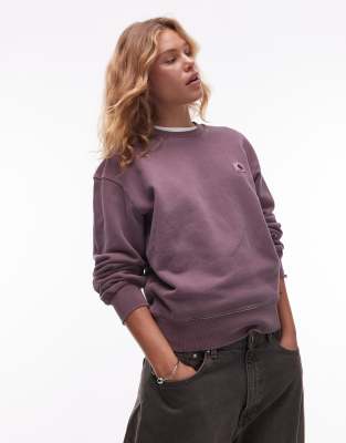 Carhartt Logo-patch Crew-neck Sweatshirt In Purple