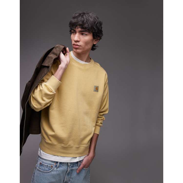 【carhartt】\"Nelson Sweat\"ラベル付き スウェットシャツ/yellow ネルソンスウェットシャツ