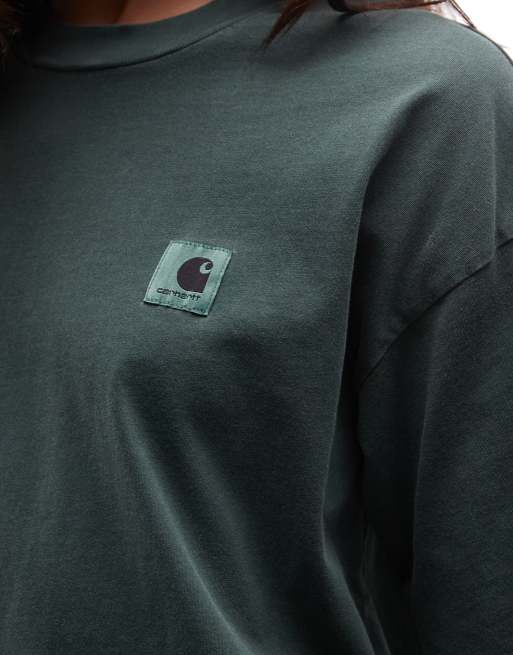 Carhartt WIP nelson t-shirt in dark green, 3 of 4