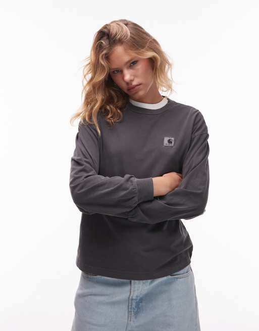 Carhartt WIP - Nelson - T-shirt met lange mouwen in zwart met wassing
