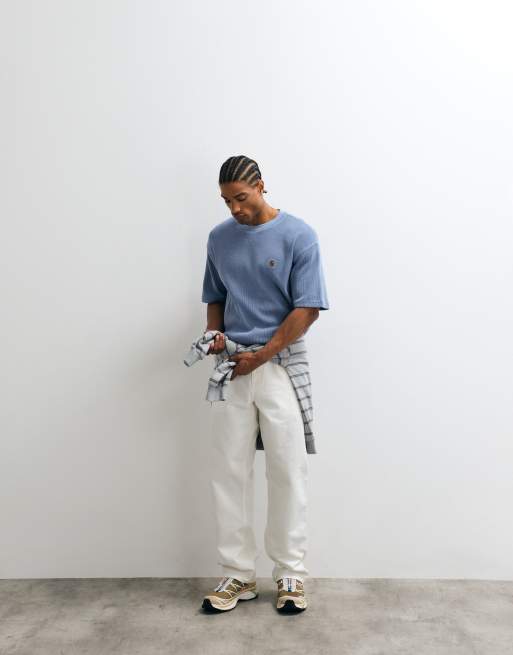 Carhartt WIP Nelson waffle t-shirt in gentle blue, 5 of 5