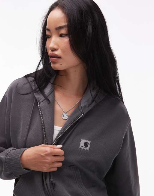 Carhartt WIP nelson zip through hoodie in washed black ASOS