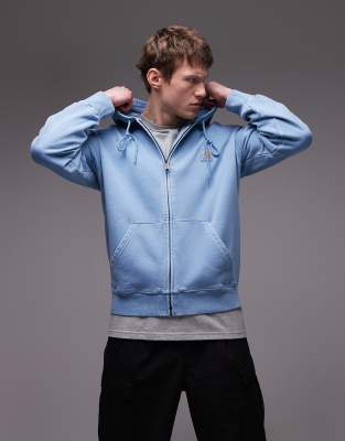 Carhartt Nelson Zip Up Hoodie In Blue