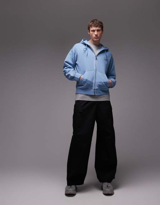Carhartt WIP Nelson zip up hoodie in light blue