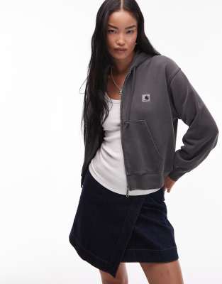 Carhartt Hooded Knitwear With Drawstring And Pockets In Gray