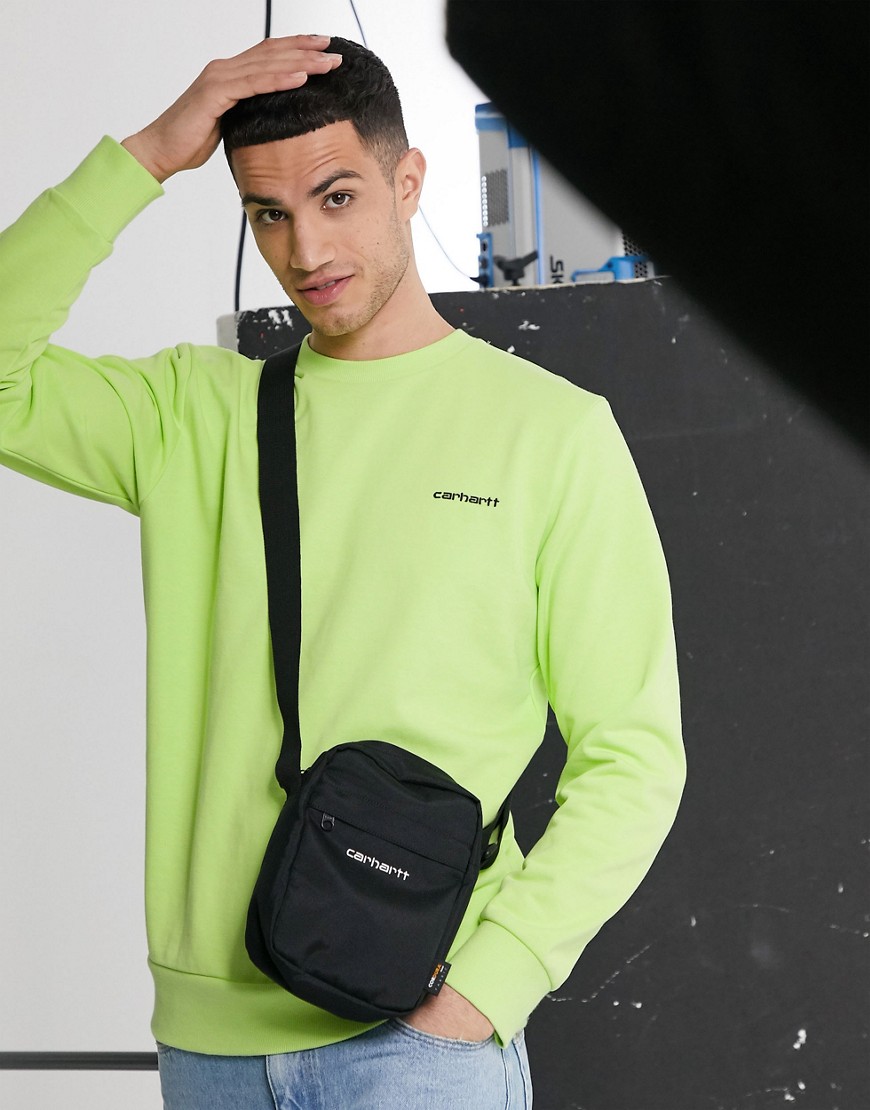 Carhartt WIP - neonfarvet sweatshirt med broderet tekst-Grøn