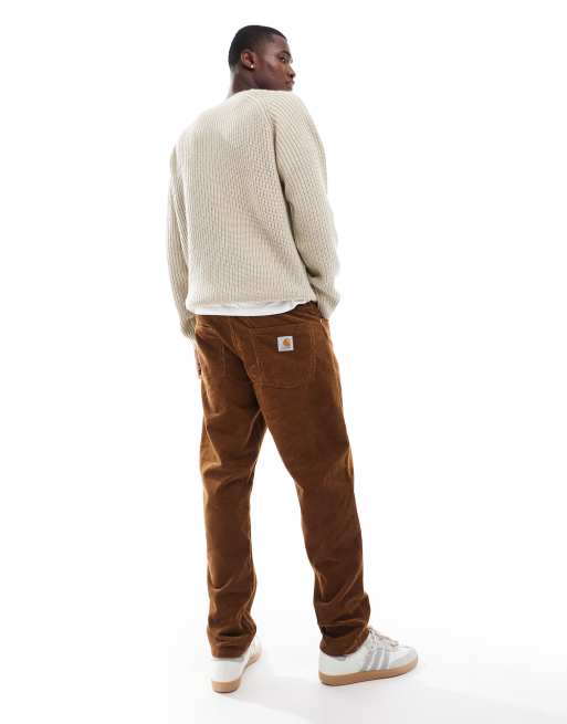 Carhartt WIP – Newel – Bruna manchesterbyxor med avslappnad passform