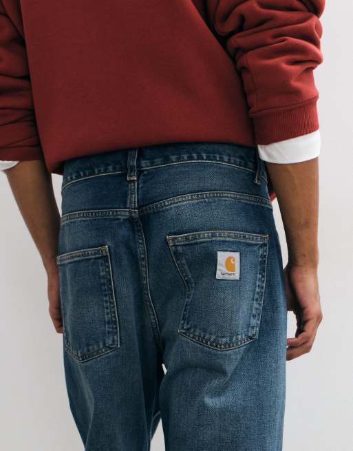 Carhartt WIP - Newel - Jeans comodi affusolati blu medio stone wash, 4 di 5