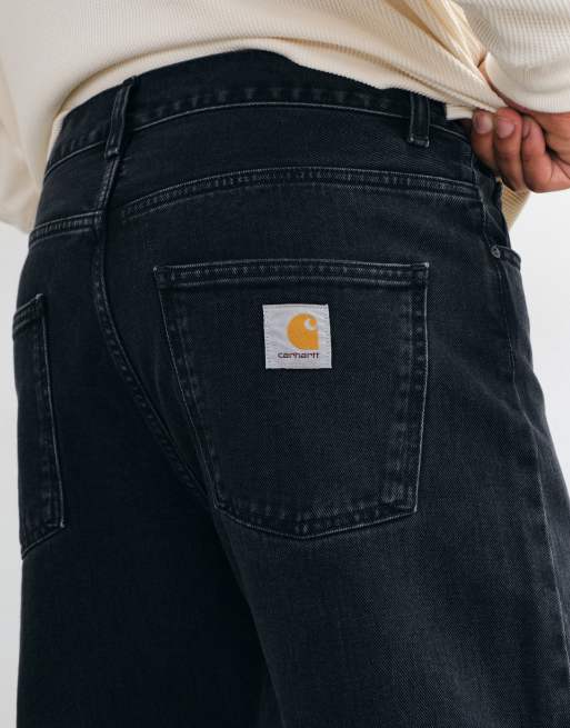Carhartt WIP Newel jeans i afslappet tapered fit i sort vask, 2 af 5