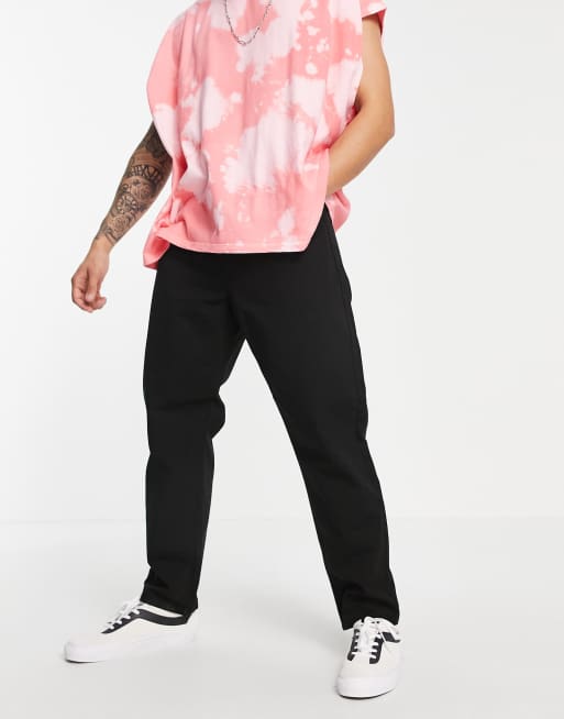 Carhartt WIP – Newel – Lockere Karottenhose aus Leinen in Schwarz