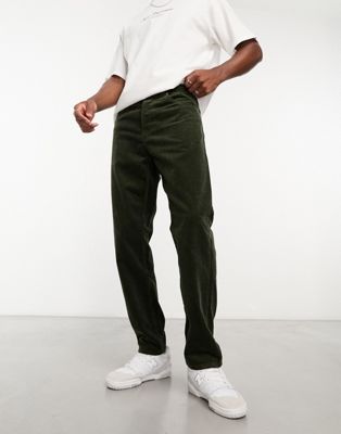 Carhartt WIP newel relaxed tapered corduroy trousers in green - ASOS Price Checker