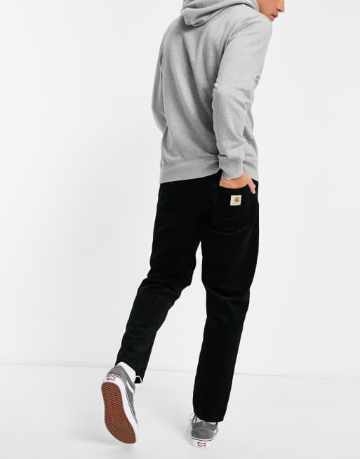 Carhartt WIP - Newel - Pantaloni comodi affusolati in velluto a coste nero, 3 di 4