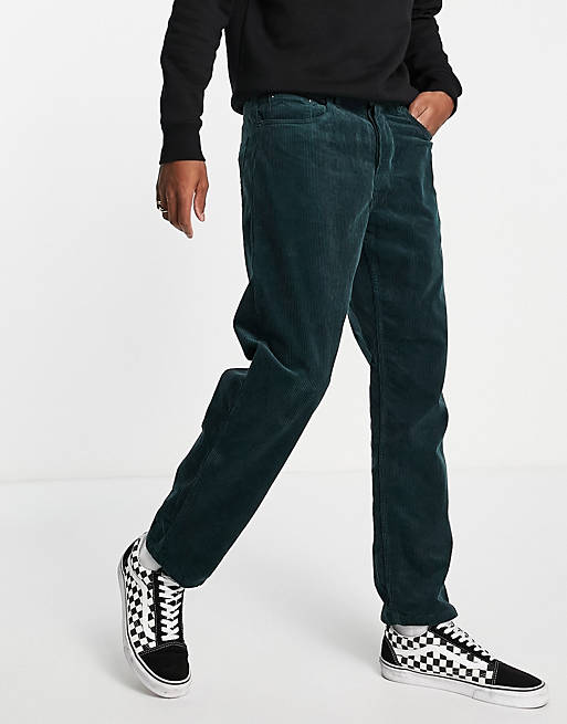 Carhartt WIP newel relaxed taper pants in green cord | ASOS