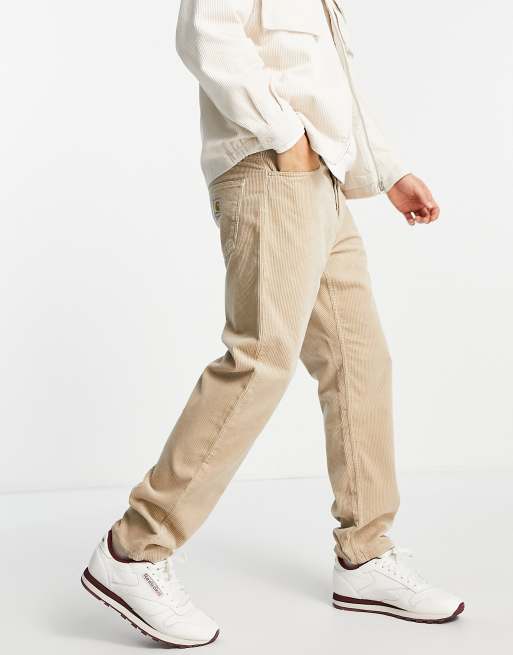 Carhartt WIP newel relaxed taper trousers in beige corduroy