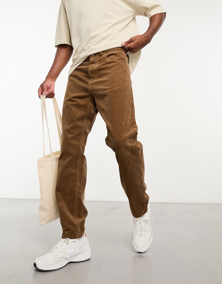Carhartt WIP newel relaxed tapered corduroy trousers in brown