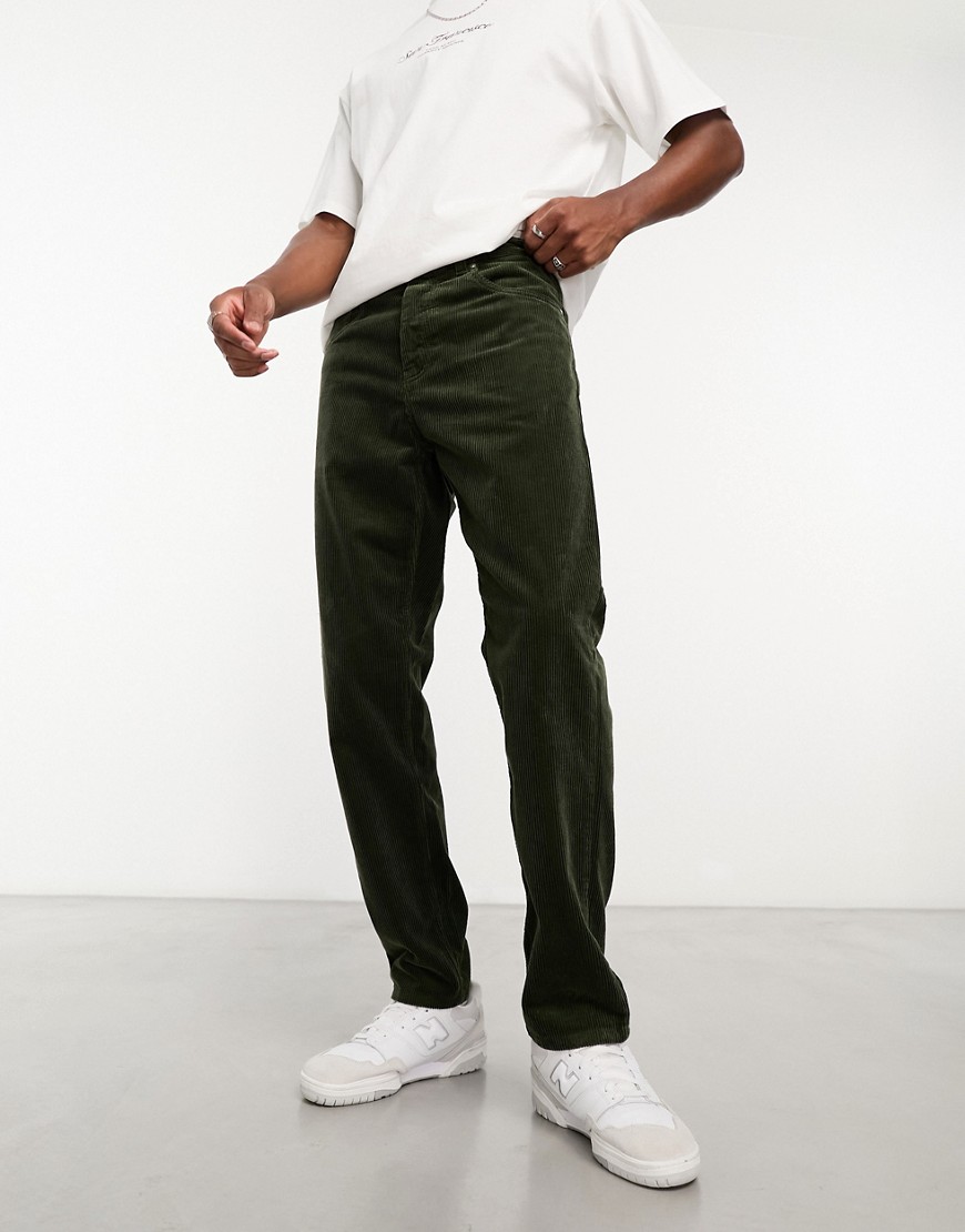 Carhartt WIP newel relaxed tapered corduroy trousers in green