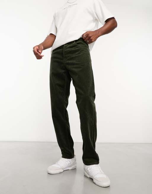 Carhartt WIP newel relaxed tapered corduroy trousers in green