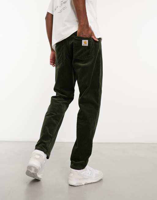 Carhartt WIP newel relaxed tapered corduroy trousers in green