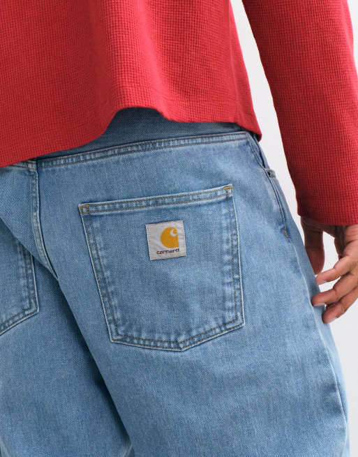 Carhartt WIP Newel relaxed tapered fit jeans in bleached stone wash, 2 of 5