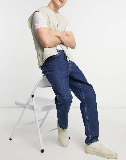 Carhartt WIP newel relaxed tapered fit  jeans in stone wash blue