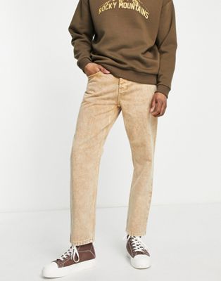 Carhartt WIP newel relaxed tapered jeans in brown stone wash