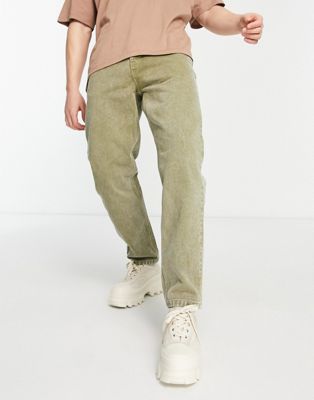 Carhartt WIP newel relaxed tapered jeans in khaki stone wash