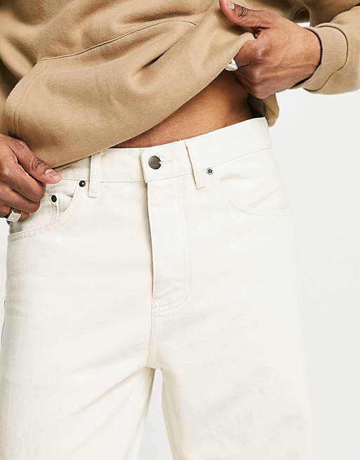 Newel relaxed tapered jeans in off stone wash Asos Men Clothing Jeans Tapered Jeans 