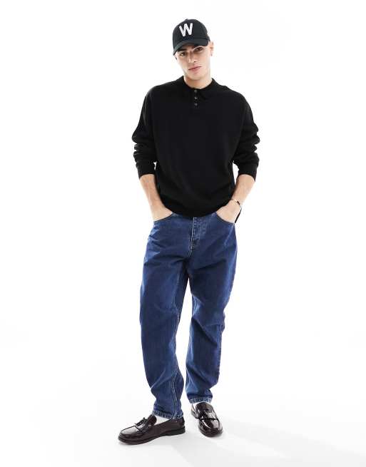 Carhartt WIP newel relaxed tapered wash jeans in blue, 2 of 5