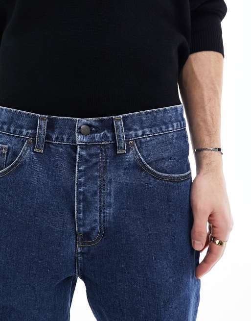 Carhartt WIP newel relaxed tapered wash jeans in blue, 5 of 5