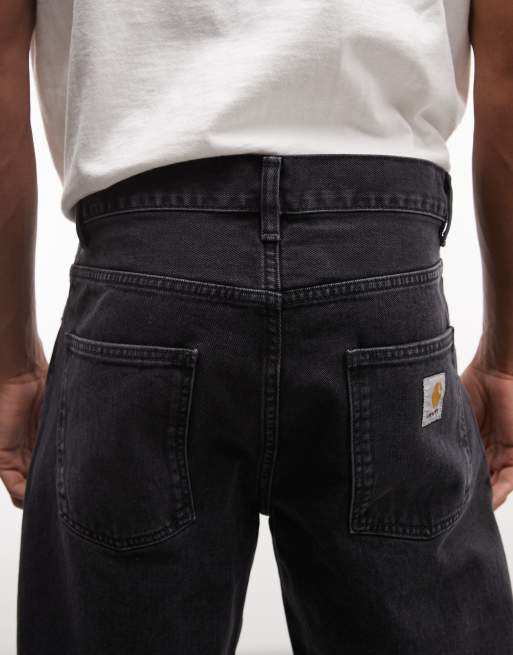 Carhartt WIP - Newel - Vasket sorte afslappede jeans i tapered pasform, 4 af 5
