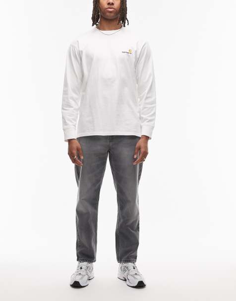 Carhartt WIP - Newel - Vasket sorte afslappede jeans i tapered pasform - view 1