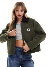 Topshop twill nylon bomber jacket in khaki