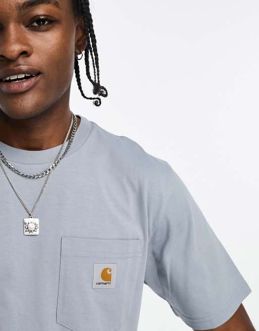 Carhartt WIP – Niebieski T-shirt z kieszonką