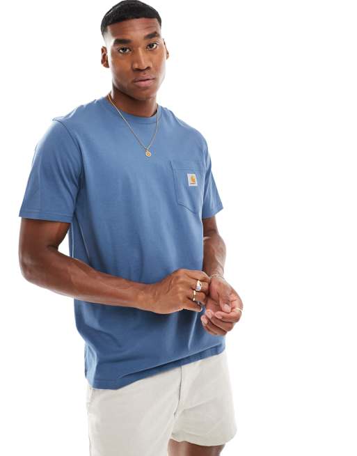Carhartt WIP – Niebieski T-shirt z kieszonką