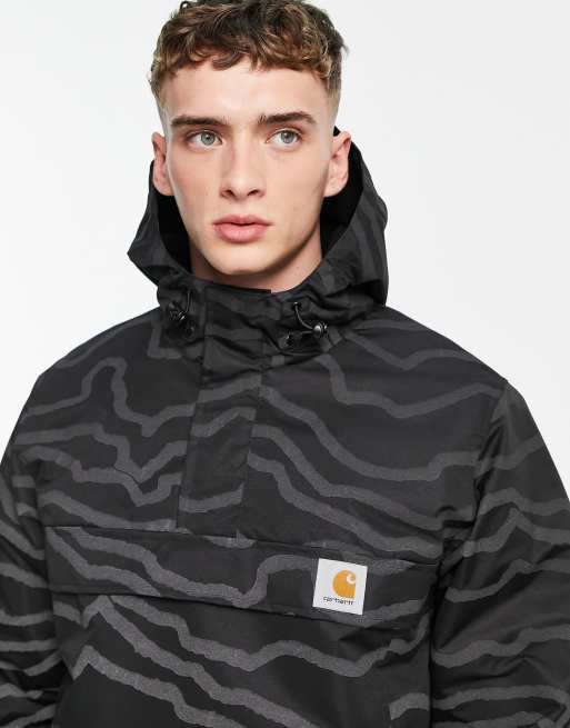 Carhartt WIP nimbus pullover jacket in black reflective print