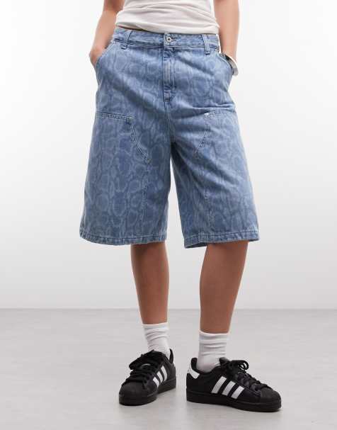 Carhartt WIP Nixon double knee relaxed-fit short met blauwe slangenprint - view 1